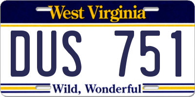 WV license plate DUS751