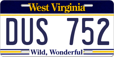 WV license plate DUS752
