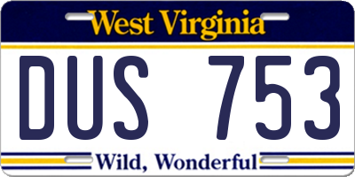 WV license plate DUS753