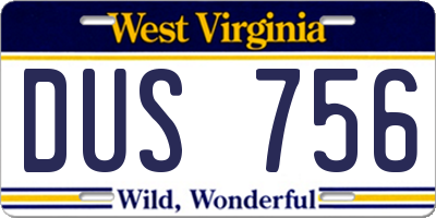 WV license plate DUS756