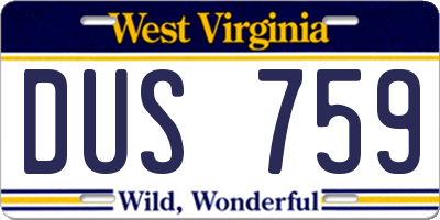 WV license plate DUS759
