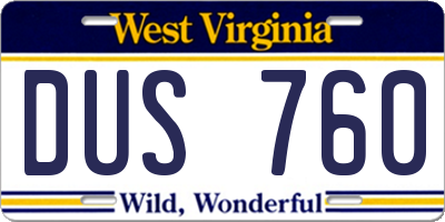 WV license plate DUS760