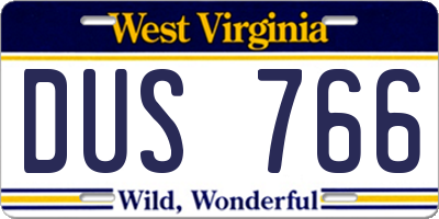 WV license plate DUS766