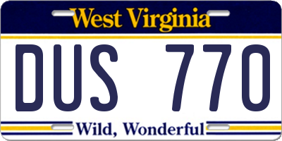 WV license plate DUS770