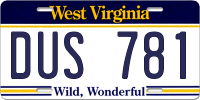 WV license plate DUS781