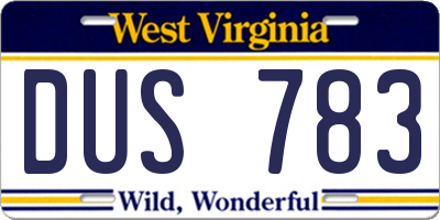 WV license plate DUS783