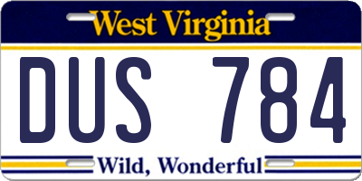 WV license plate DUS784