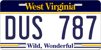 WV license plate DUS787