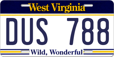 WV license plate DUS788