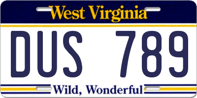 WV license plate DUS789