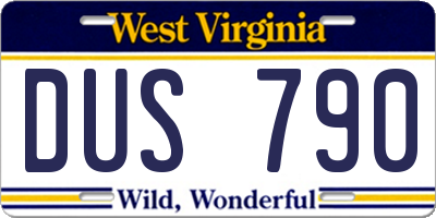 WV license plate DUS790