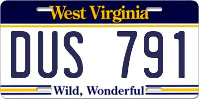 WV license plate DUS791