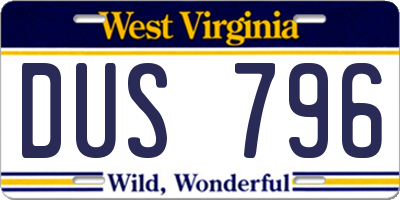WV license plate DUS796