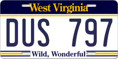 WV license plate DUS797