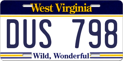 WV license plate DUS798