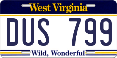 WV license plate DUS799