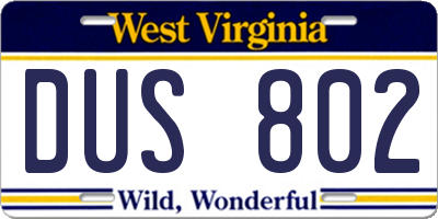 WV license plate DUS802