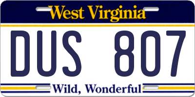 WV license plate DUS807