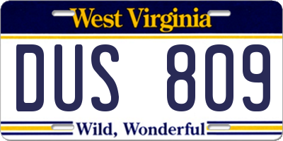 WV license plate DUS809