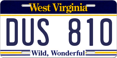 WV license plate DUS810
