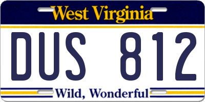 WV license plate DUS812