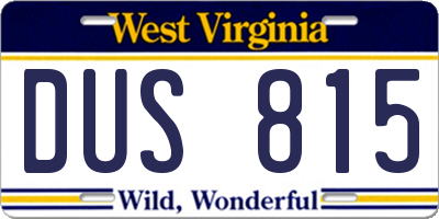 WV license plate DUS815