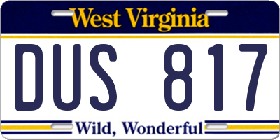WV license plate DUS817