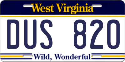 WV license plate DUS820