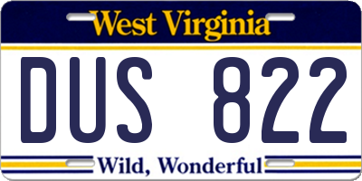 WV license plate DUS822