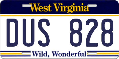 WV license plate DUS828