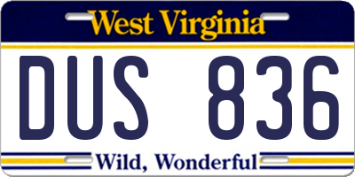 WV license plate DUS836