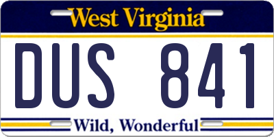 WV license plate DUS841
