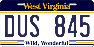 WV license plate DUS845