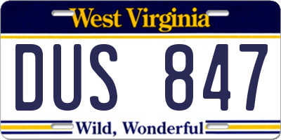WV license plate DUS847