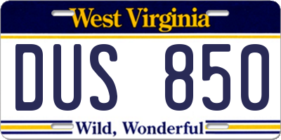 WV license plate DUS850