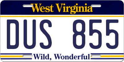 WV license plate DUS855