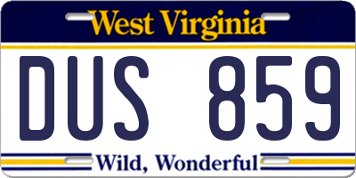 WV license plate DUS859