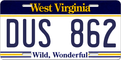 WV license plate DUS862