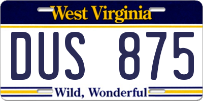WV license plate DUS875