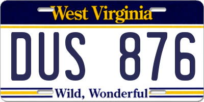 WV license plate DUS876