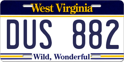 WV license plate DUS882