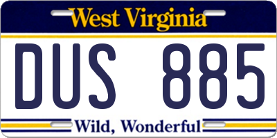 WV license plate DUS885