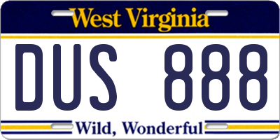 WV license plate DUS888
