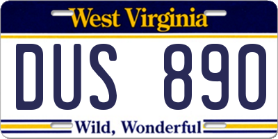 WV license plate DUS890