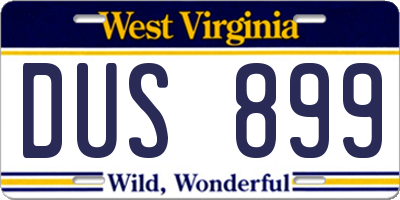 WV license plate DUS899