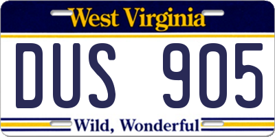 WV license plate DUS905