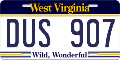 WV license plate DUS907