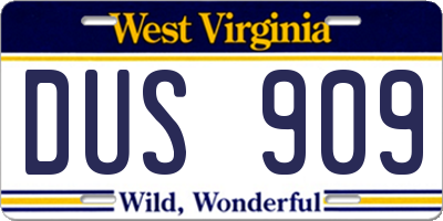 WV license plate DUS909