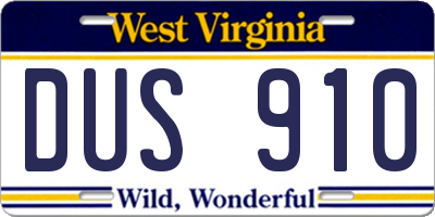 WV license plate DUS910