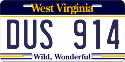 WV license plate DUS914